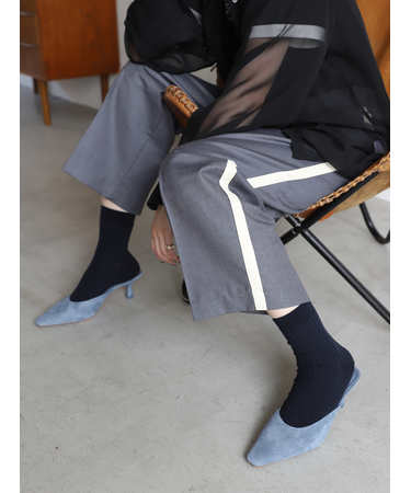 梳毛8×2リブショートソックス