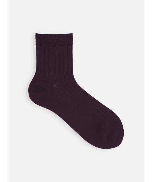 梳毛8×2リブショートソックス