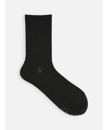 毛混ラメゴム長ソックス