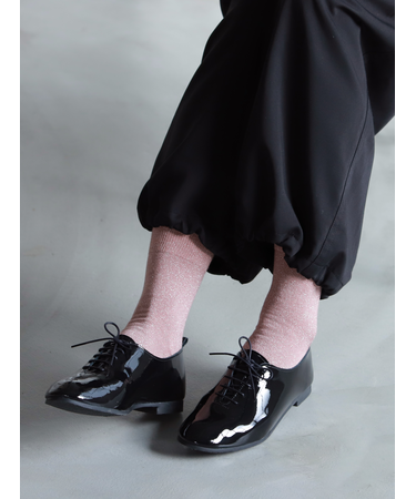 毛混ラメゴム長ソックス