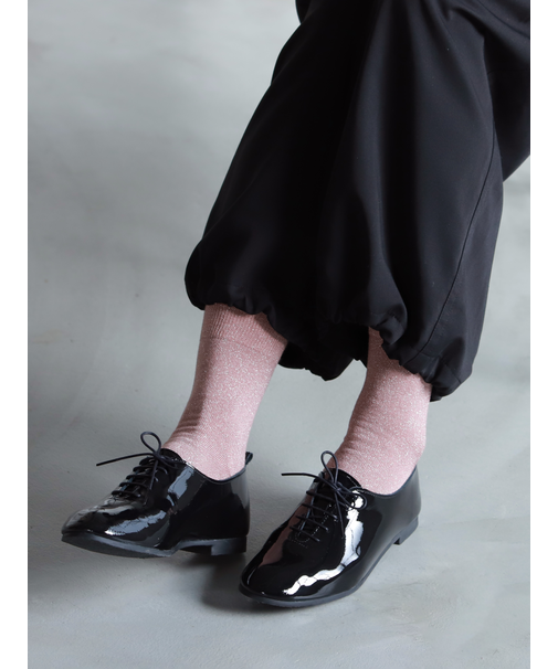 毛混ラメゴム長ソックス