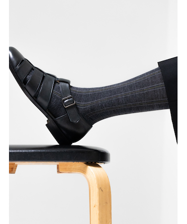 【Tabio MEN】ウールナイロンストライプレギュラー丈ソックス