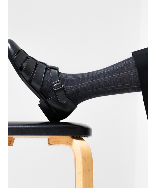 【Tabio MEN】ウールナイロンストライプレギュラー丈ソックス