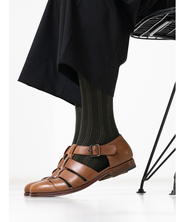 【Tabio MEN】ウールナイロンストライプレギュラー丈ソックス