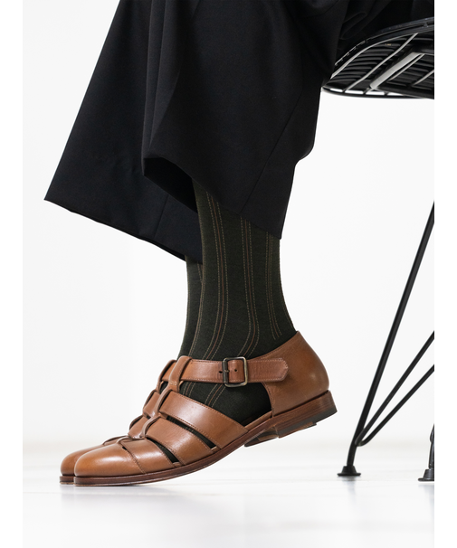 【Tabio MEN】ウールナイロンストライプレギュラー丈ソックス