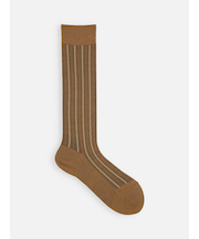 毛混スパイラルストライプハイソックス