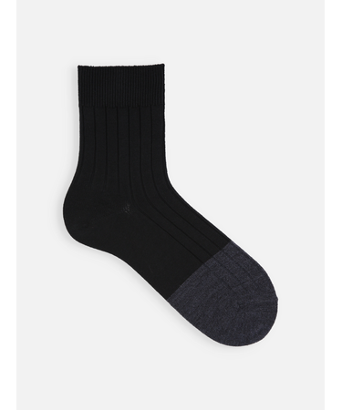 【Tabio MEN】つま先ウール切替リブショート丈ソックス