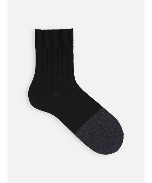 【Tabio MEN】つま先ウール切替リブショート丈ソックス