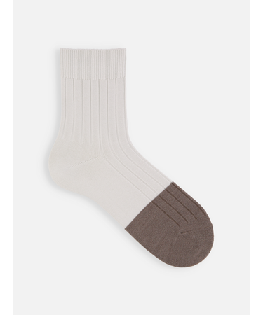 【Tabio MEN】つま先ウール切替リブショート丈ソックス