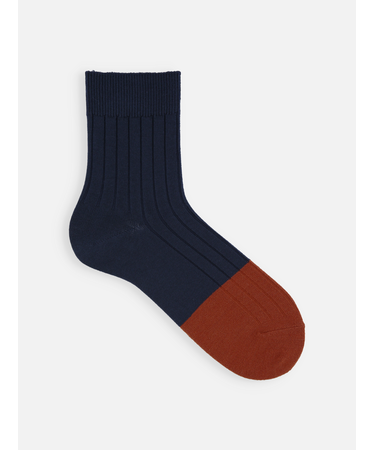 【Tabio MEN】つま先ウール切替リブショート丈ソックス