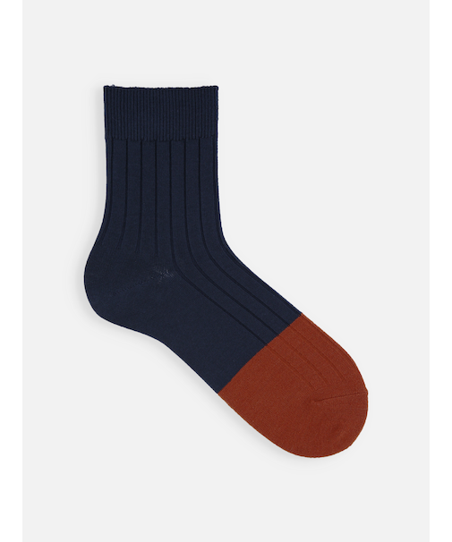 【Tabio MEN】つま先ウール切替リブショート丈ソックス