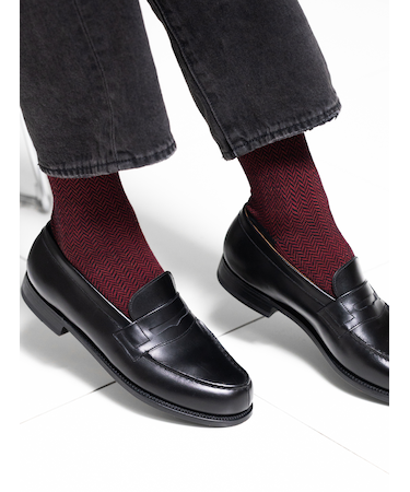 【Tabio MEN】ウールヘリンボンレギュラー丈ソックス