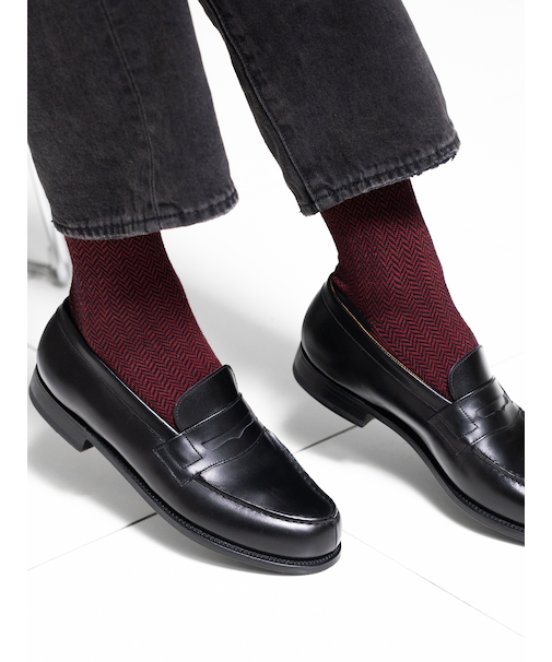 【Tabio MEN】ウールヘリンボンレギュラー丈ソックス