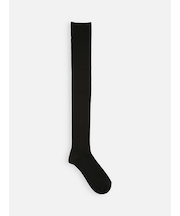 毛混3×1リブニーハイソックス