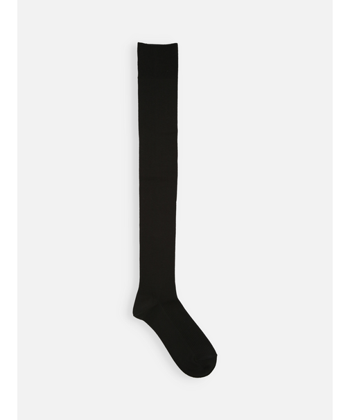 毛混3×1リブニーハイソックス