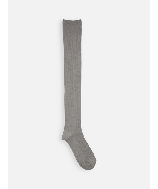 毛混3×1リブニーハイソックス