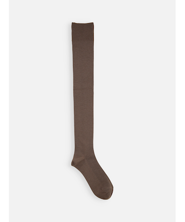 毛混3×1リブニーハイソックス