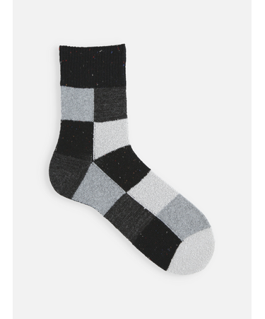 【Tabio MEN】ウールネップ異素材ブロックショート丈ソックス