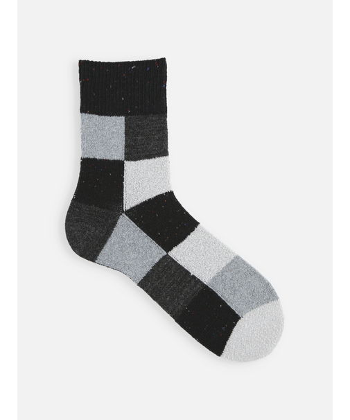 【Tabio MEN】ウールネップ異素材ブロックショート丈ソックス