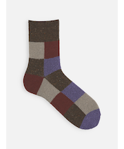 【Tabio MEN】ウールネップ異素材ブロックショート丈ソックス