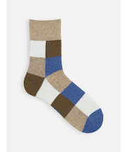 【Tabio MEN】ウールネップ異素材ブロックショート丈ソックス