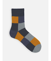 【Tabio MEN】ウールネップ異素材ブロックショート丈ソックス