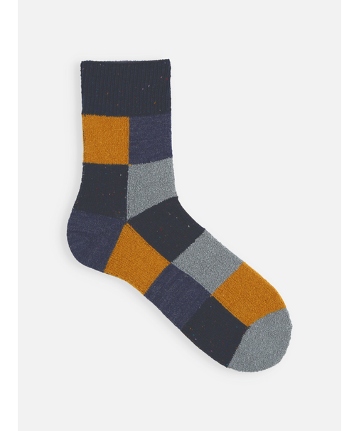 【Tabio MEN】ウールネップ異素材ブロックショート丈ソックス