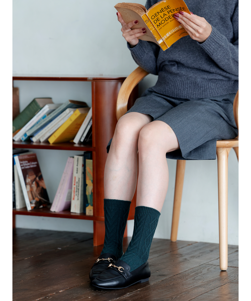 毛混ダイヤケーブルソックス