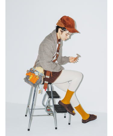 毛混ダイヤケーブルソックス