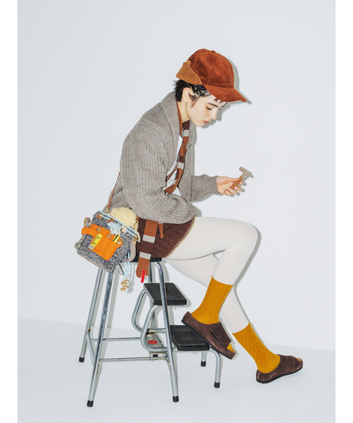 毛混ダイヤケーブルソックス