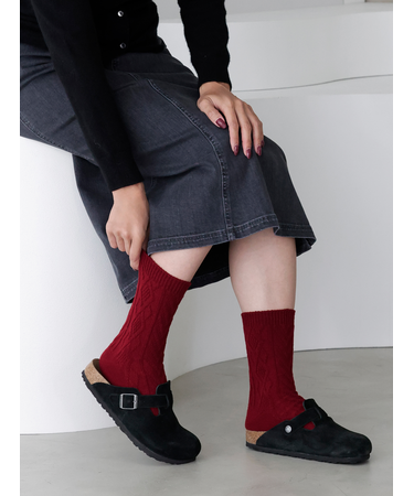 毛混ダイヤケーブルソックス