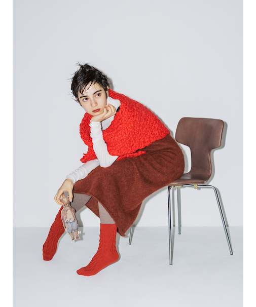 毛混ダイヤケーブルソックス