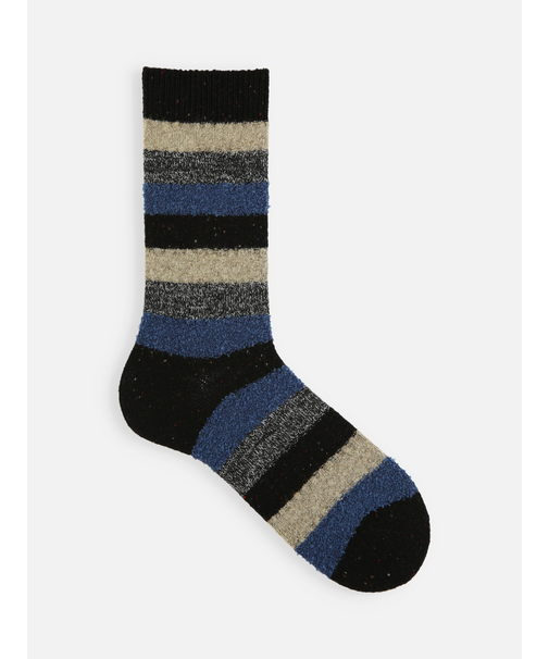 【Tabio MEN】ウールネップ異素材ボーダーレギュラー丈ソックス