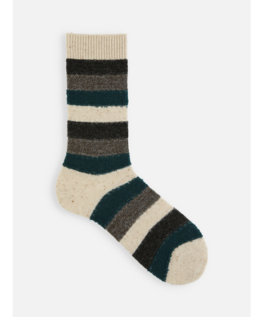 【Tabio MEN】ウールネップ異素材ボーダーレギュラー丈ソックス