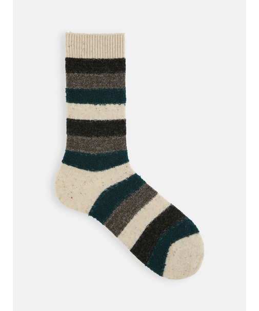 【Tabio MEN】ウールネップ異素材ボーダーレギュラー丈ソックス