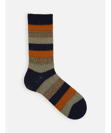 【Tabio MEN】ウールネップ異素材ボーダーレギュラー丈ソックス
