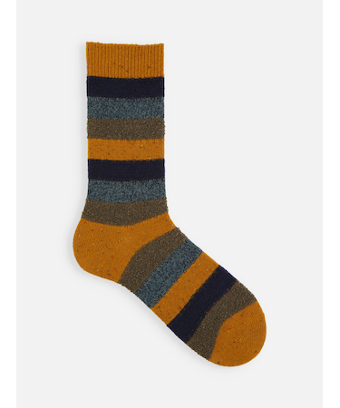 【Tabio MEN】ウールネップ異素材ボーダーレギュラー丈ソックス