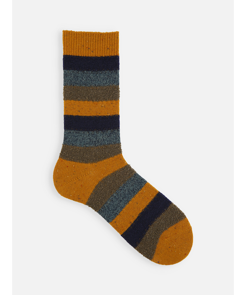 【Tabio MEN】ウールネップ異素材ボーダーレギュラー丈ソックス