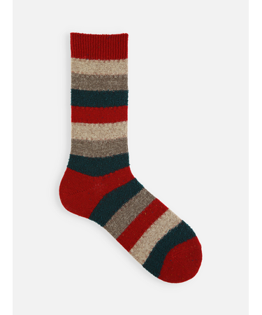 【Tabio MEN】ウールネップ異素材ボーダーレギュラー丈ソックス