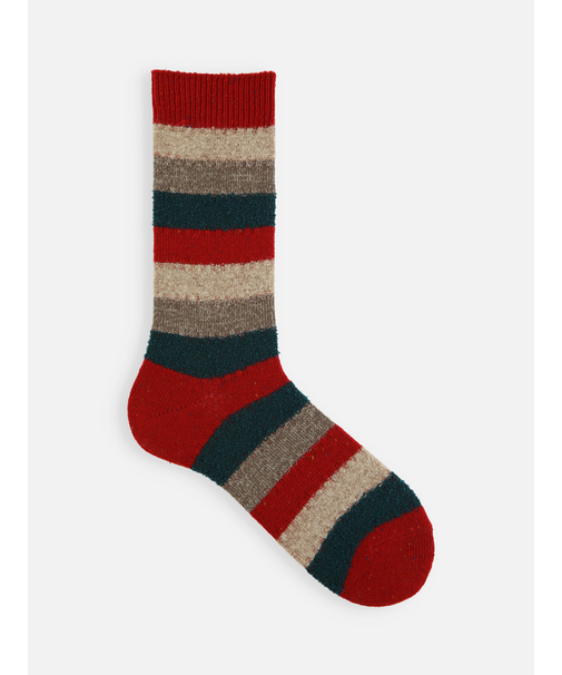 【Tabio MEN】ウールネップ異素材ボーダーレギュラー丈ソックス