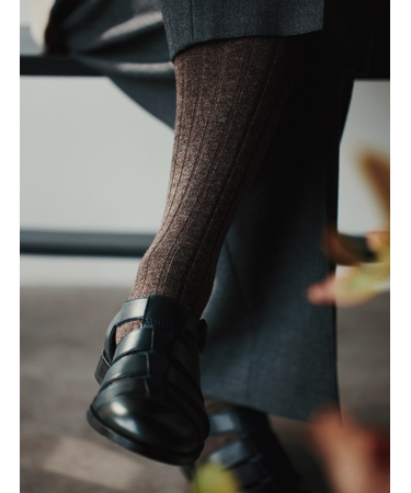 【Tabio MEN】WEB限定/WOOL太リブハイソックス