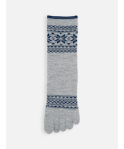 【Tabio MEN】撚り杢雪柄五本指レギュラー丈ソックス