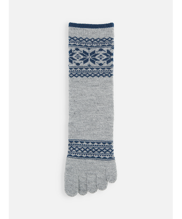 【Tabio MEN】撚り杢雪柄五本指レギュラー丈ソックス