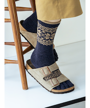 【Tabio MEN】撚り杢雪柄五本指レギュラー丈ソックス