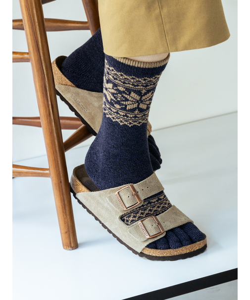 【Tabio MEN】撚り杢雪柄五本指レギュラー丈ソックス