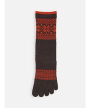 【Tabio MEN】撚り杢雪柄五本指レギュラー丈ソックス