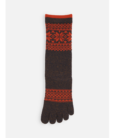 【Tabio MEN】撚り杢雪柄五本指レギュラー丈ソックス