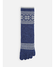 【Tabio MEN】撚り杢雪柄五本指レギュラー丈ソックス