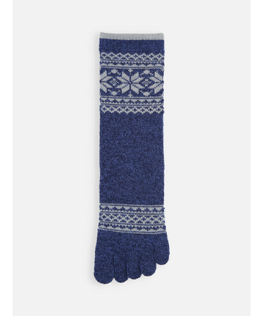 【Tabio MEN】撚り杢雪柄五本指レギュラー丈ソックス