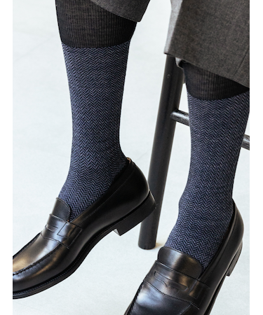 【Tabio MEN】ウールヘリンボンロングホーズ